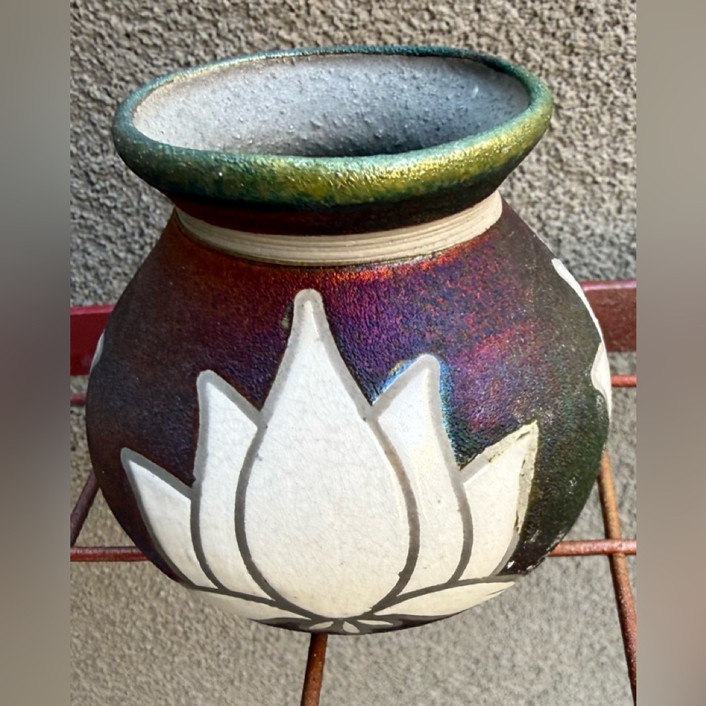 Handcrafted Earth & Fire Raku Miniature Bowl – Signed Studio Art Pottery
